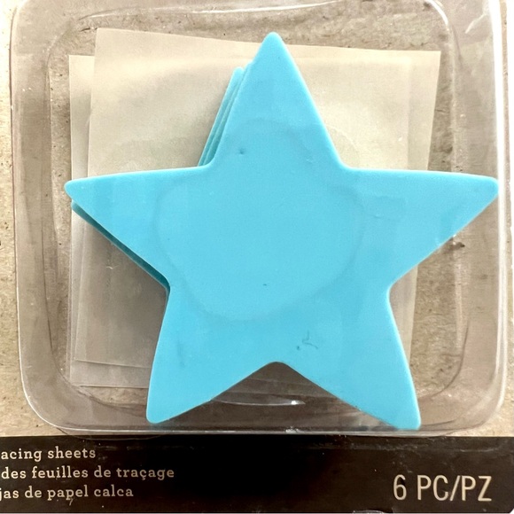 NEW Inkadinkado Star Stamp Carving Shapes Set of 3 Blue Stamps 3 Tracing Sheets - Picture 2 of 9